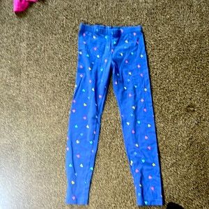 Cat and Jack leggings navy blue with rainbow hearts, size 7 to 8